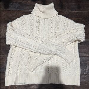 Ralph Lauren Cream Cable Knit Turtleneck Sweater